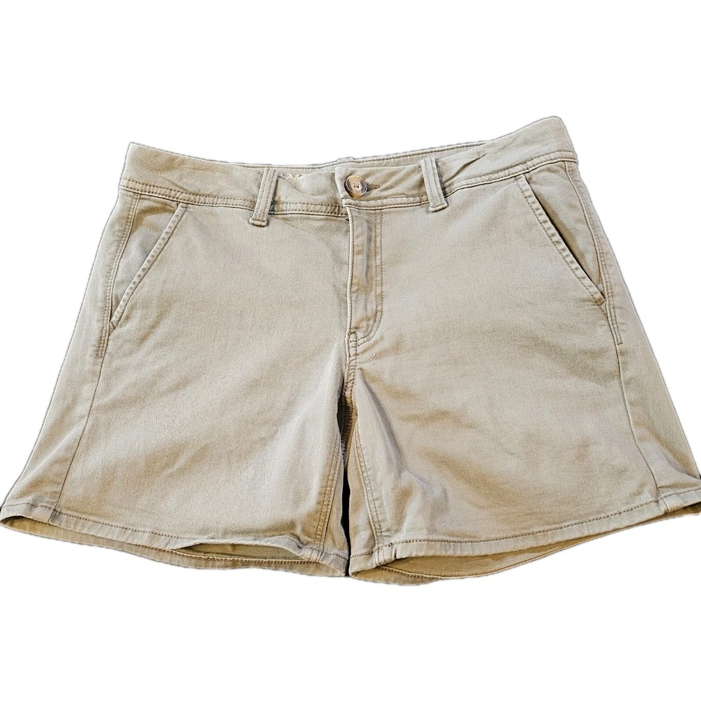 American Eagle Women Size 6 Super Stretch Midi Chino Shorts Army Green 4976
